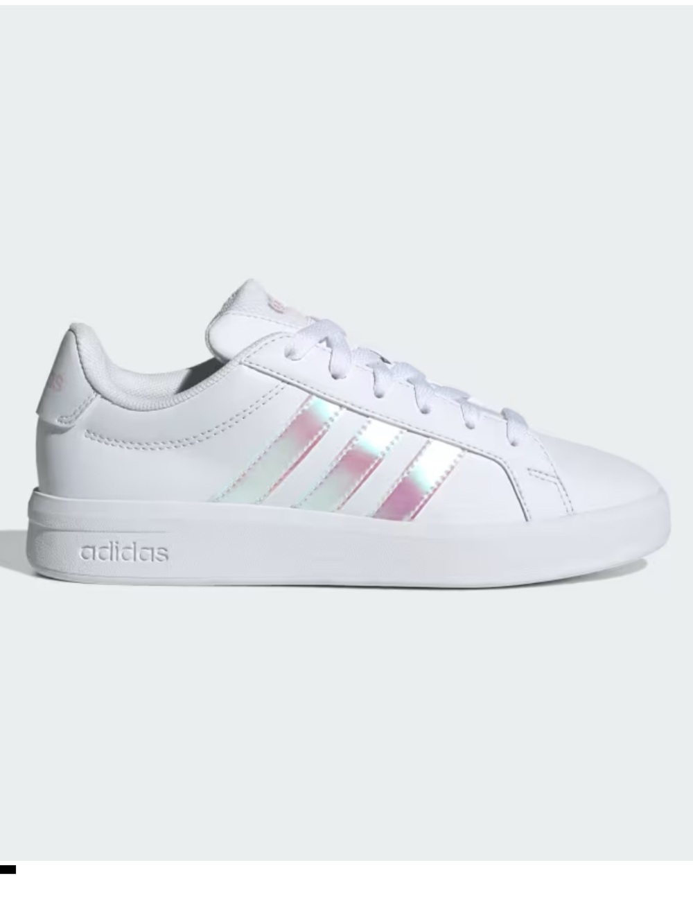 adidas Grand Court 3.0 | adidas Kids White Sneakers with Iridescent Pink Stripes